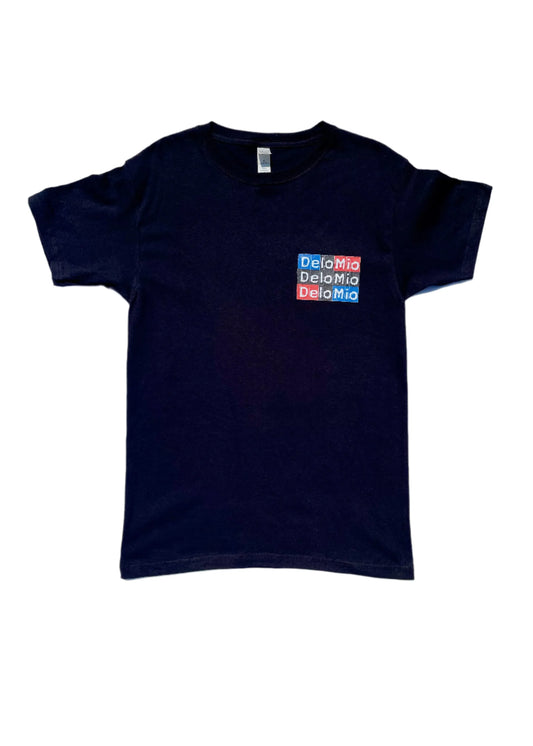 De Lo Mio on the Heart Unisex T-Shirt front view | Minimal text t-shirt over heart | Cultural pride unisex graphic tee | Soft cotton everyday t-shirt | De Lo Mio shirt folded flat lay | Unisex comfort fit t-shirt | Subtle heart placement design tee | Streetwear style De Lo Mio shirt | Trendy cultural statement t-shirt | Breathable cotton unisex top | Gift idea for friends and family | De Lo Mio print close-up on t-shirt