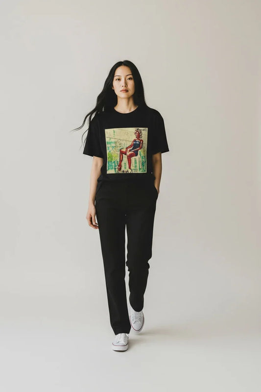 Roller Set Ladies T-Shirt front view | Cultural beauty graphic women’s tee | Soft fitted cotton ladies top | Roller set hairstyle design t-shirt | Empowering women’s fashion tee | Roller Set shirt folded flat lay | Ladies everyday casual t-shirt | Trendy fitted women’s graphic tee | Cultural pride ladies shirt | Stylish women’s roller set print | Comfortable cotton fitted tee | Durable print women’s statement shirt