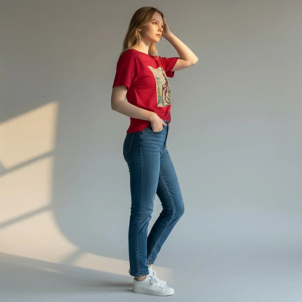 Roller Set Ladies T-Shirt front view | Cultural beauty graphic women’s tee | Soft fitted cotton ladies top | Roller set hairstyle design t-shirt | Empowering women’s fashion tee | Roller Set shirt folded flat lay | Ladies everyday casual t-shirt | Trendy fitted women’s graphic tee | Cultural pride ladies shirt | Stylish women’s roller set print | Comfortable cotton fitted tee | Durable print women’s statement shirt