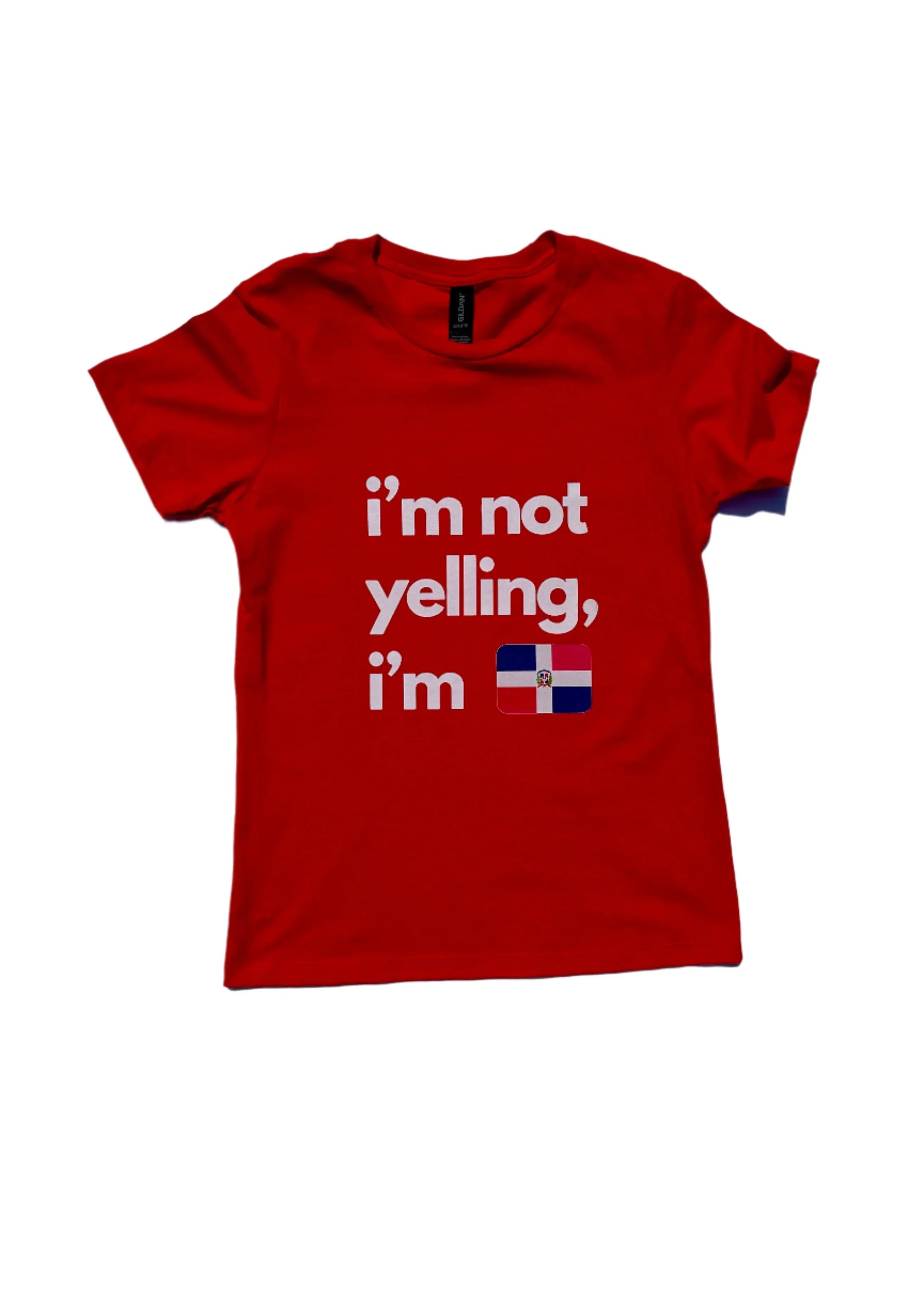 I’m Not Yelling Ladies T-Shirt front view | Funny women’s statement t-shirt | Bold attitude graphic tee for women | Comfortable cotton ladies shirt | I’m Not Yelling tee folded flat lay | Confident women’s casual outfit tee | Soft fitted t-shirt for women | Humor quote ladies top | Stylish everyday graphic t-shirt | I’m Not Yelling shirt close-up | Fun gift for confident women | Durable print cotton ladies tee