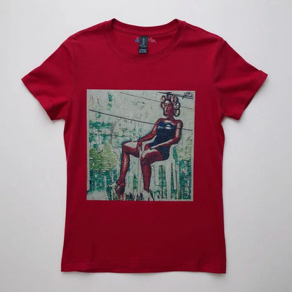 Roller Set Ladies T-Shirt front view | Cultural beauty graphic women’s tee | Soft fitted cotton ladies top | Roller set hairstyle design t-shirt | Empowering women’s fashion tee | Roller Set shirt folded flat lay | Ladies everyday casual t-shirt | Trendy fitted women’s graphic tee | Cultural pride ladies shirt | Stylish women’s roller set print | Comfortable cotton fitted tee | Durable print women’s statement shirt