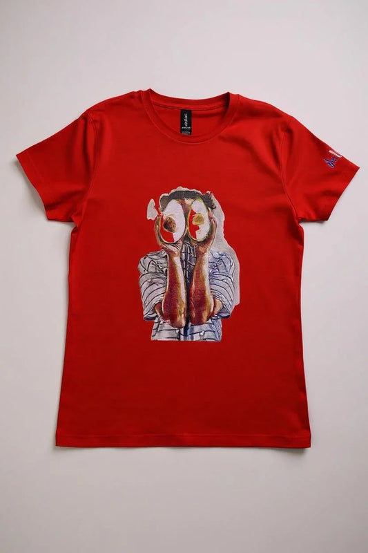 Avocado Face Color Ladies Fitted T-Shirt front view | Cute avocado face women’s t-shirt | Fun colorful graphic tee for her | Soft fitted cotton ladies top | Avocado print t-shirt flat lay | Playful everyday outfit women’s tee | Vibrant avocado design close-up | Ladies fitted casual t-shirt | Funny cute food graphic shirt | Comfortable stylish women’s top | Trendy colorful avocado tee | Durable print fitted t-shirt for women