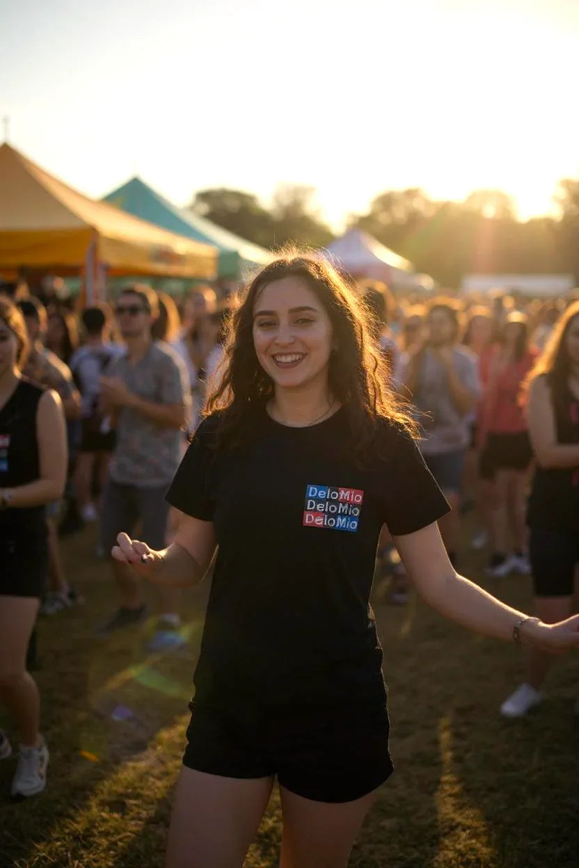 De Lo Mio on the Heart Unisex T-Shirt front view | Minimal text t-shirt over heart | Cultural pride unisex graphic tee | Soft cotton everyday t-shirt | De Lo Mio shirt folded flat lay | Unisex comfort fit t-shirt | Subtle heart placement design tee | Streetwear style De Lo Mio shirt | Trendy cultural statement t-shirt | Breathable cotton unisex top | Gift idea for friends and family | De Lo Mio print close-up on t-shirt